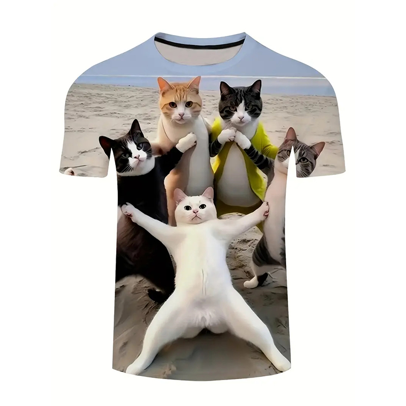 Cat Pattern Funny T-shirt Men' - огляд і ціна Popular Anime Merchandise
