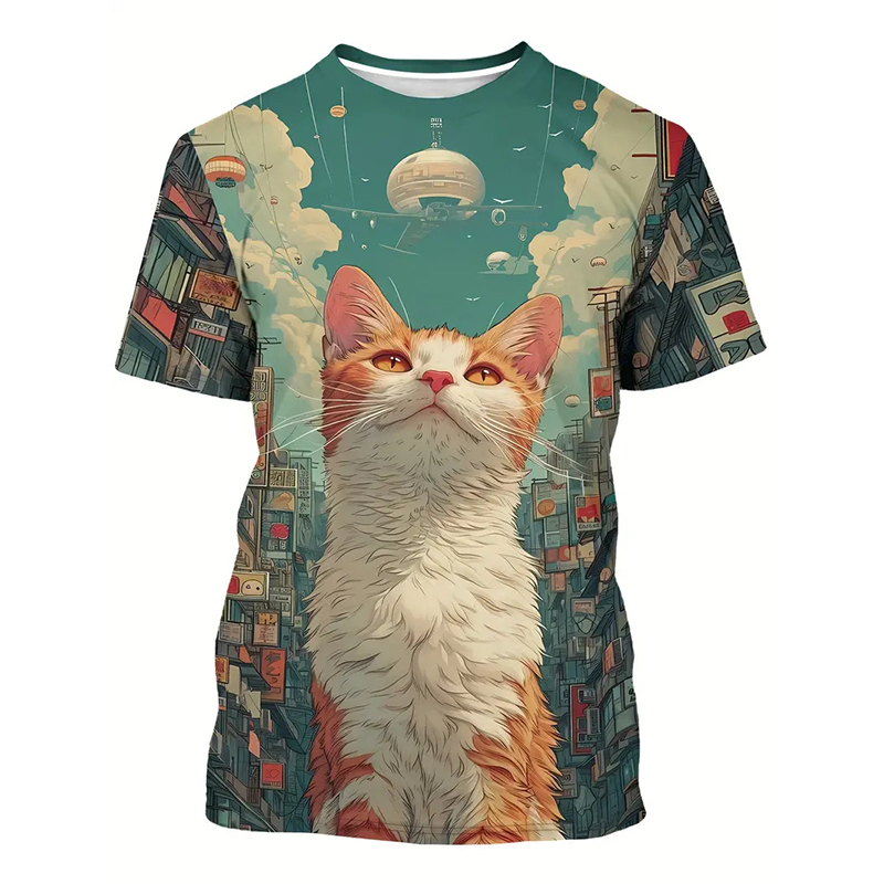 Cat Pattern Funny T-shirt Men' - огляд і ціна Popular Anime Merchandise